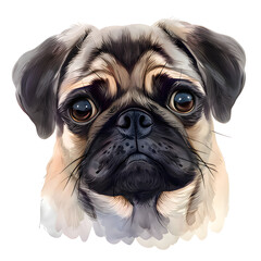 pug dog isolated on white. Generative AI
