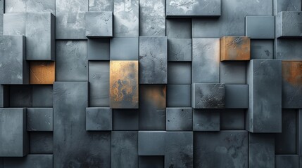 Artistic gray and orange textured wall design