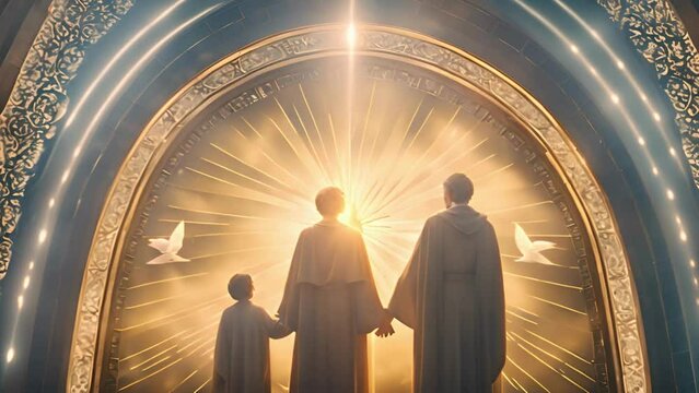 The Holy Trinity: the Father, the Son, and the Holy Spirit. Digital illustration. Trinity Sunday