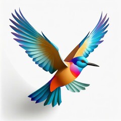 Fototapeta premium 鳥、海、夏を感じさせる、ロゴ風、豊かな色彩、シンプル、視覚的に見やすいイラスト、白い背景 Generated by AI