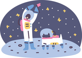 Fototapeta premium Astronaut and cat on the moon