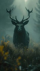 deer in the forest, dark fantasy