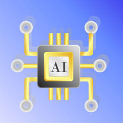 chip 3d render icon illustration for website, application, printing, document, poster design, etc.