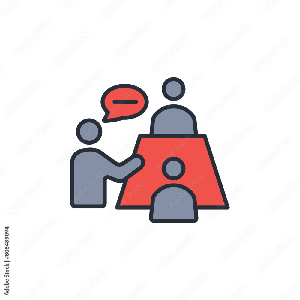 Poster interview icon. vector.editable stroke.linear style sign for use web design,logo.symbol illustration