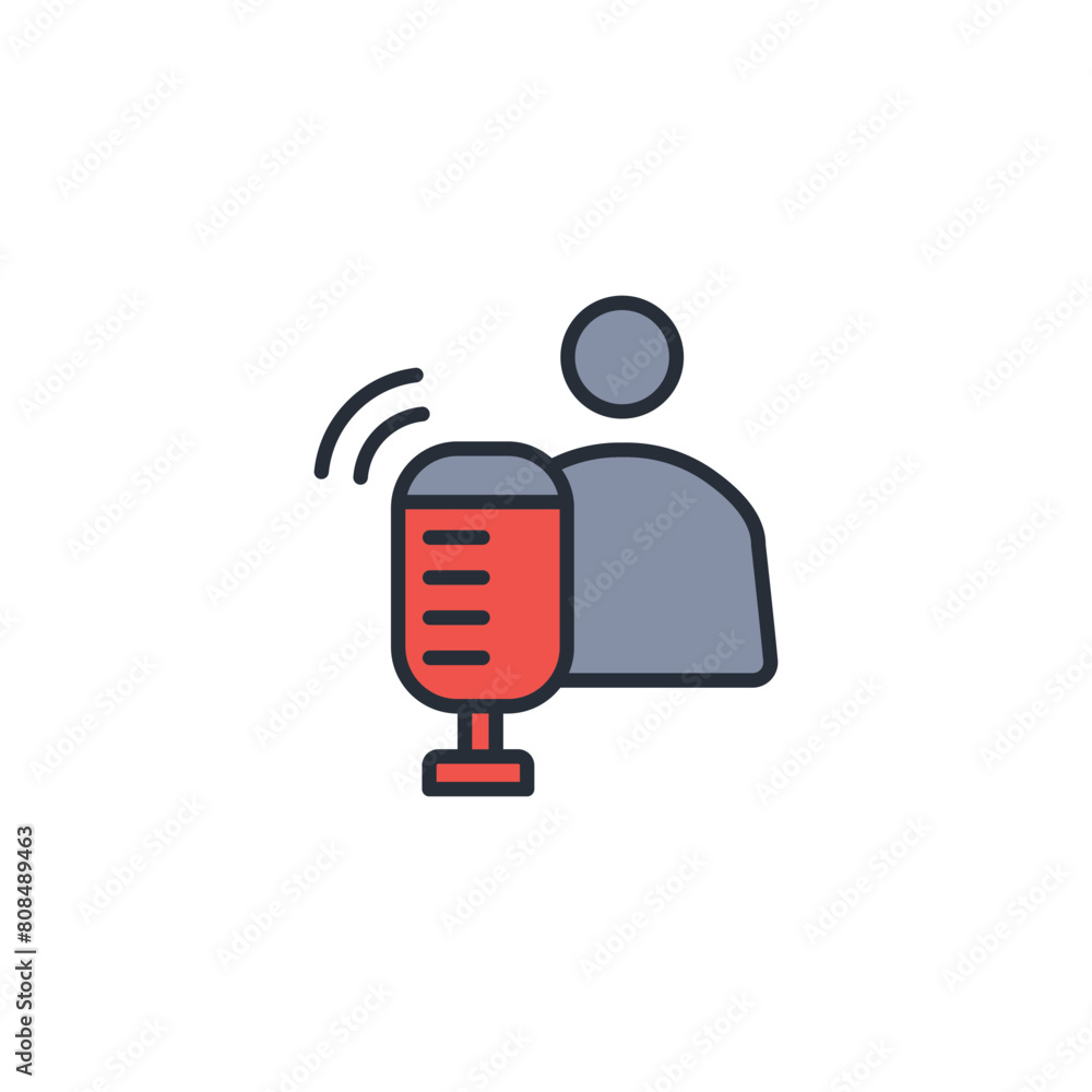 Poster podcaster icon. vector.editable stroke.linear style sign for use web design,logo.symbol illustration