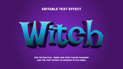 Editable Text Effect Witch 3D Vector Template