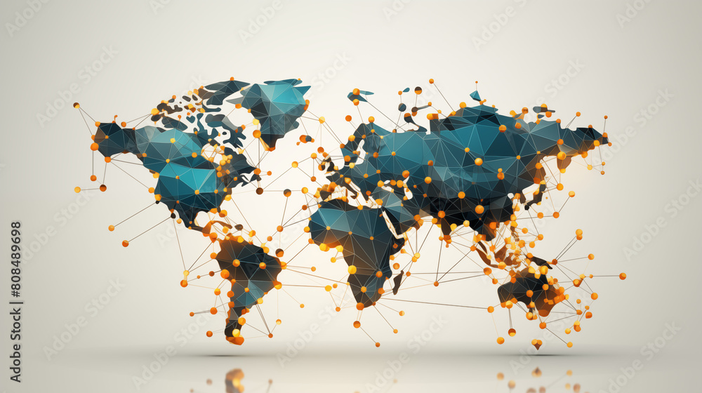 Poster global network connection. world map point and line composition concept of global business. vector i