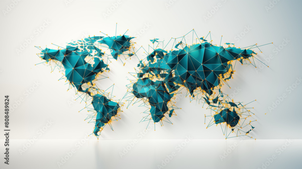 Aufkleber global network connection. world map point and line composition concept of global business. vector i