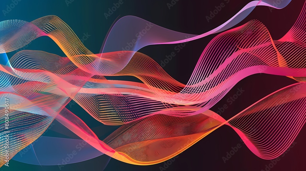 Poster dynamic colored lines on a dark background