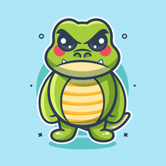 serious crocodile animal character mascot with angry expression isolated cartoon
