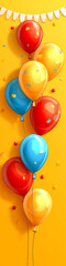 free space on the upper corner for title banner with a colorful balloons
