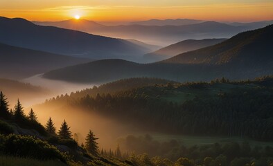 sunrise in the mountains