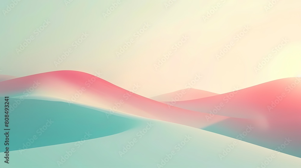 Poster gradient abstract background with mountains and sun in the sky