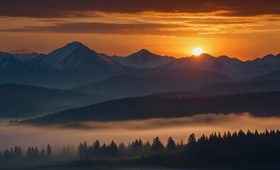 sunrise in the mountains