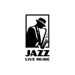 Silhouette People Play Music Jazz Singer Saxophone Player Classic Logo design inspiration