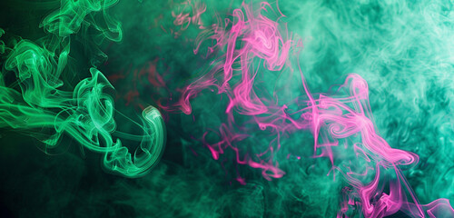 Lush green smoke with glowing pink neon, designed as a concert visual effect.