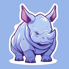 Naklejka premium rhino animal chibi cartoon style isolated plain background