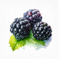 Ripe Blackberries on Leaf