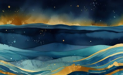 Ocean waves watercolor texture background Uniqueblue