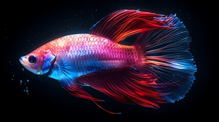 Digital technology crystal glitter color fish illustration poster web page PPT background