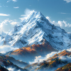 A snowy mountain landscape with dramatic clouds evokes the majesty of the Swiss Alps , generative AI.