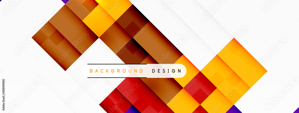 Poster express your creative arts with a textile design featuring orange rectangles and triangles on a colo