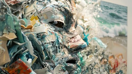Fototapeta premium piece of art made from recycled materials, such as a sculpture or a painting,