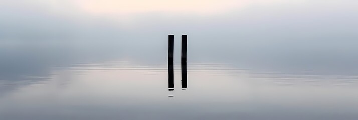 minimalist reflections of a blue sky and water create a serene and captivating scene