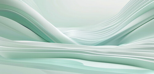 Soft white and mint green lines in an abstract futuristic design.