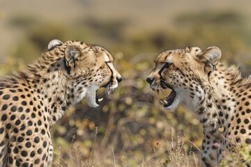 Female cheetah courts male
