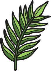 A leafy plant with a black outline