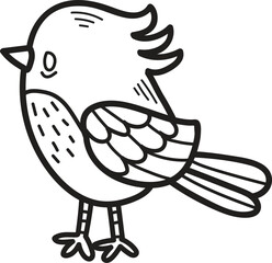 A cartoon bird with a pointed beak is standing on its hind legs