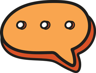 A black and white drawing of a speech bubble with dots in the middle