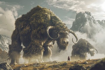 Mythical Giant Beasts Roaming Prehistoric Ancient Land in 3D