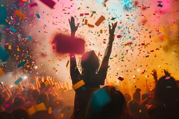 Confetti Cannon Eruption Capturing the Essence of a Vibrant Festival