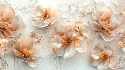 Metal glass futuristic flowers plants abstract graphics poster web page PPT background