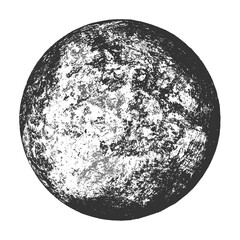 Full moon isolated. Night space. Earth, planet isolated on white background. Abstract black stamp texture round shape. Grainy circle textured design elements. Vector illustration. EPS 10.	
