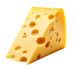 piece of cheese isolated on transparent background cutout