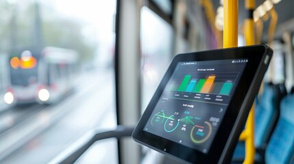 Digital tablet displaying real-time public transit data