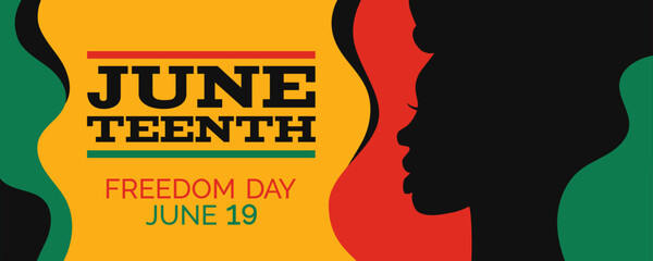 Juneteenth Freedom day June 19 african american woman profile independence day banner design  vector illustration 