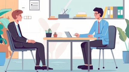 Job seeker in job interview meeting with manager