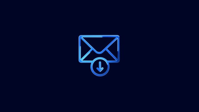 Email message letter symbol. glowing message icon with download symbol.