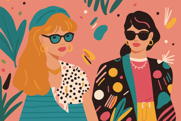 Vivid Retro Revival - Embracing the Electrifying 80s Fashion Era with Vibrant Colors and Bold Graphics. Vector Illustration. EPS 10.