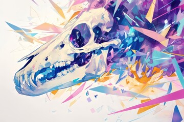 Skull Animal Abstract Triangle Metallic Background