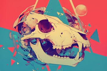 Skull Animal Abstract Prism Background