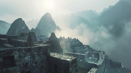 Dawn at Machu Picchu, Peru - obrazy, fototapety, plakaty