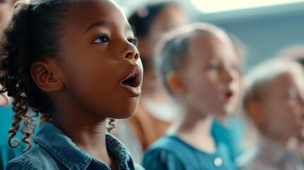 A young girl sings her heart out in choir practice