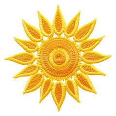 PNG A sun in embroidery style textile pattern inflorescence.