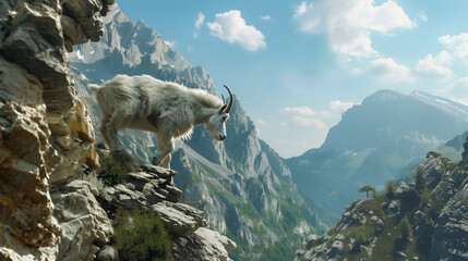 Mountain Goat Cliff Ascent