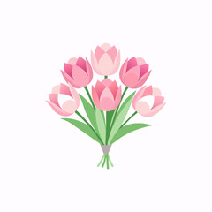 Obraz premium tulip Flower in Glass vases with blue water. Cute colorful flower icon collection. White background. Flat design